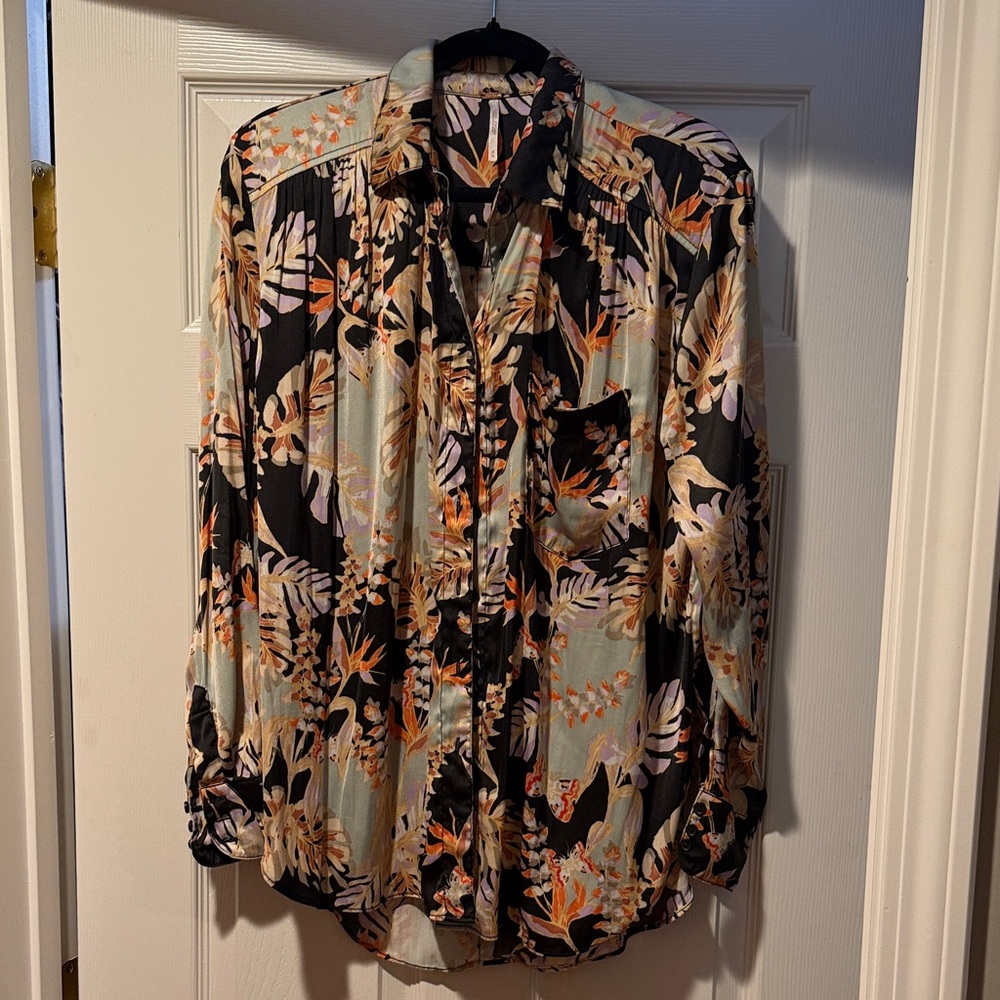 Free People Floral Button-Up Blouse